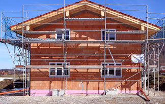Bild: Baustelle einer Fassadendämmung im Neubau